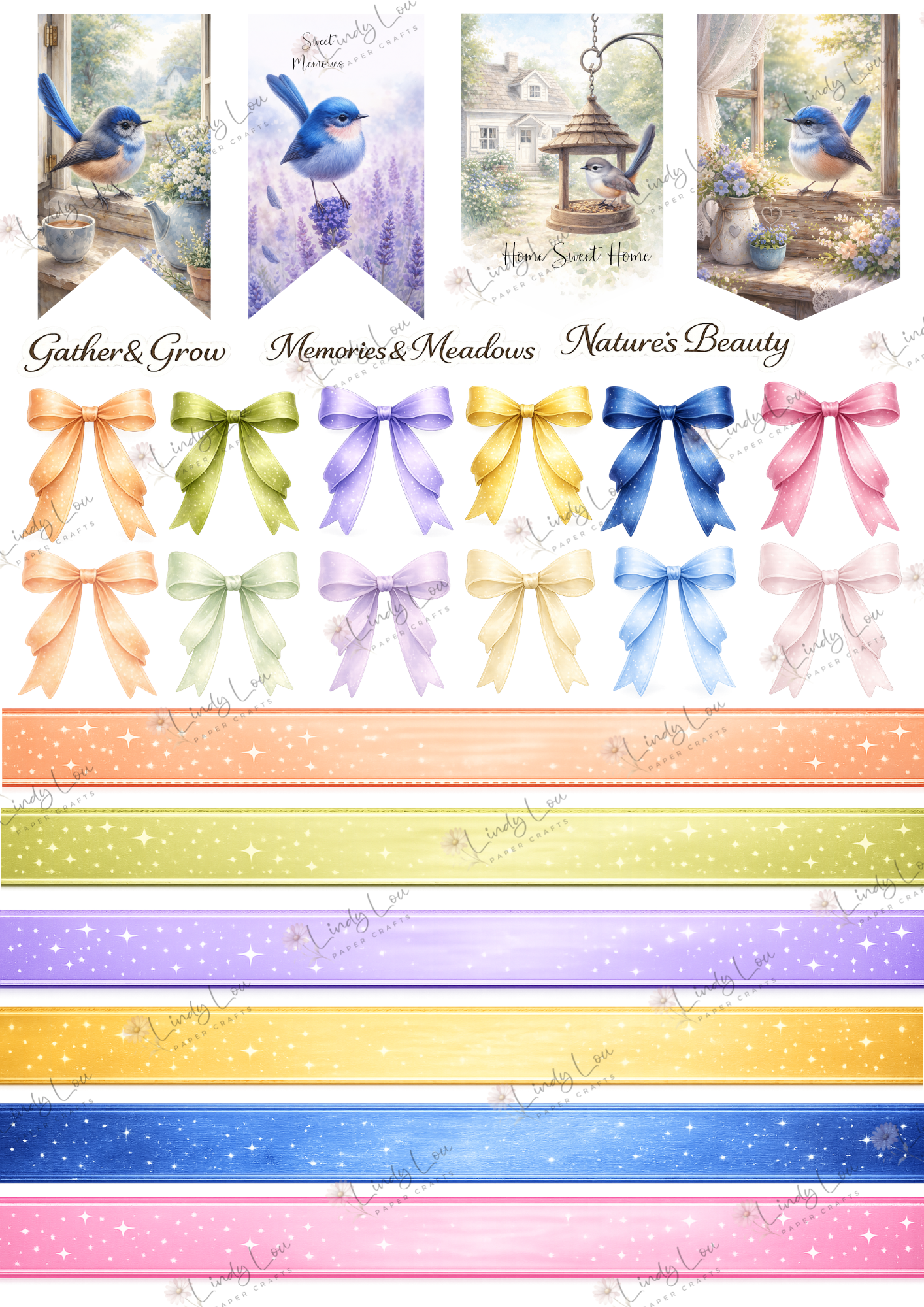 A4 Fussy Cut Sheets - Bluebirds of Happiness - Bluebird Essentials