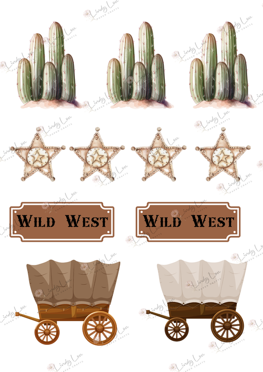 A4 Fussy Cut Sheets - Giddy Up Cowboy - Saddle & Cactus