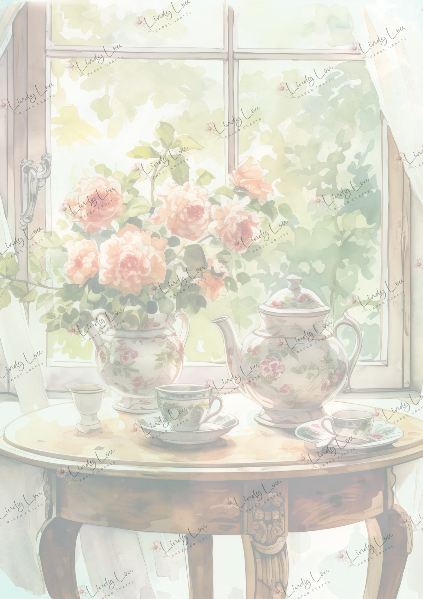 A4 Single Sheet - Teacup Garden - Garden Tea