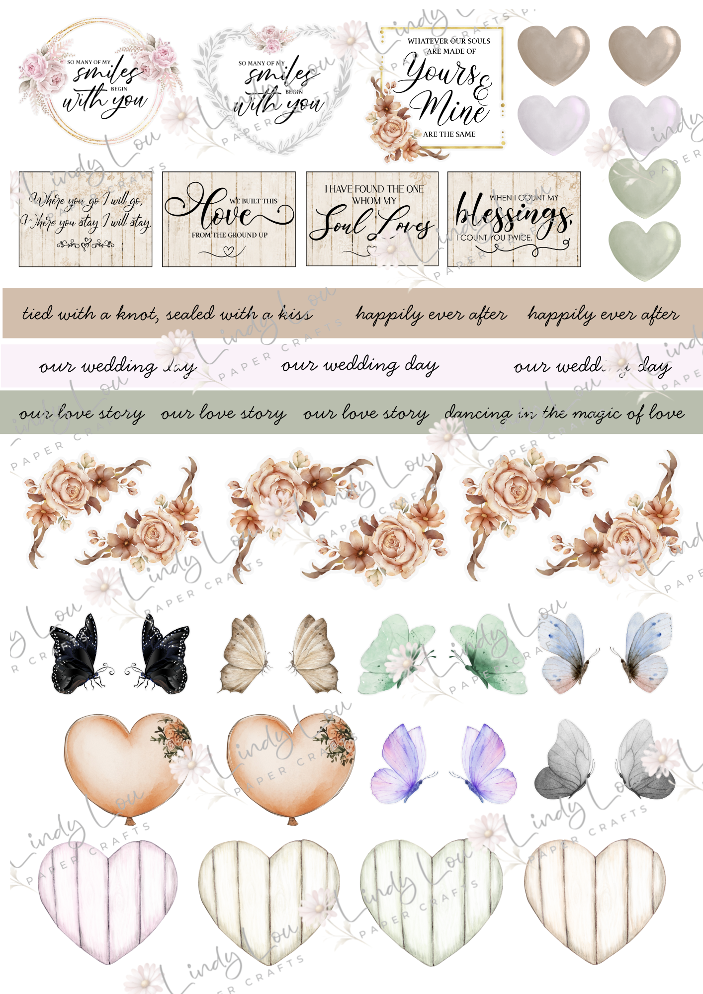 A4 Fussy Cut Sheets - Tied With A Kiss - Whispers of Forever