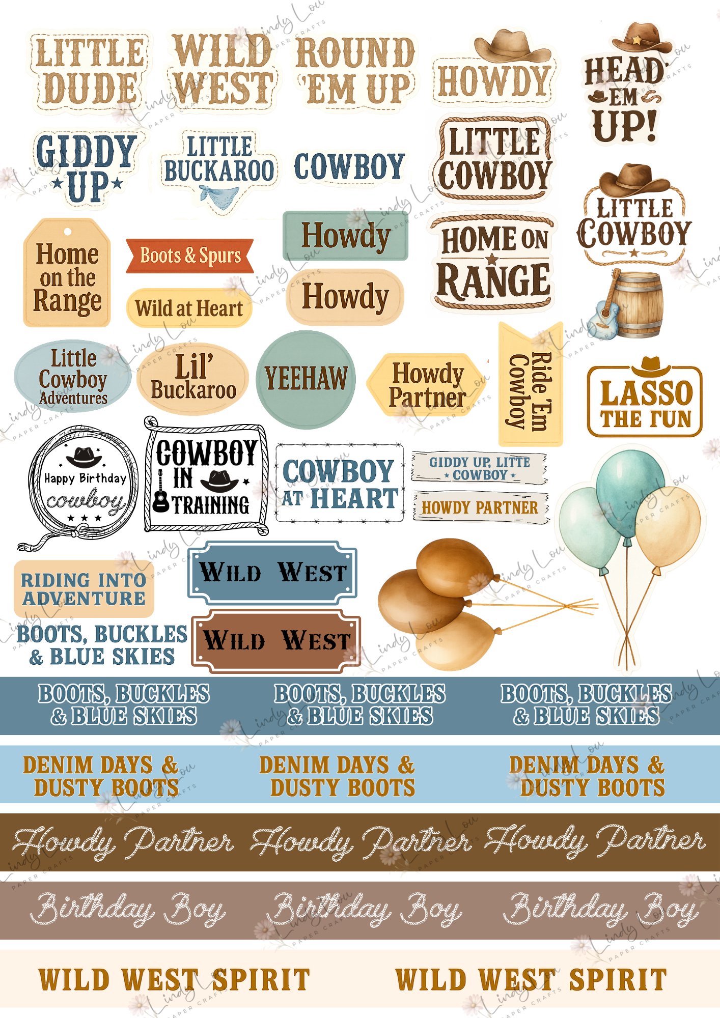 A4 Fussy Cut Sheets - Giddy Up Cowboy - Cowboy Talk