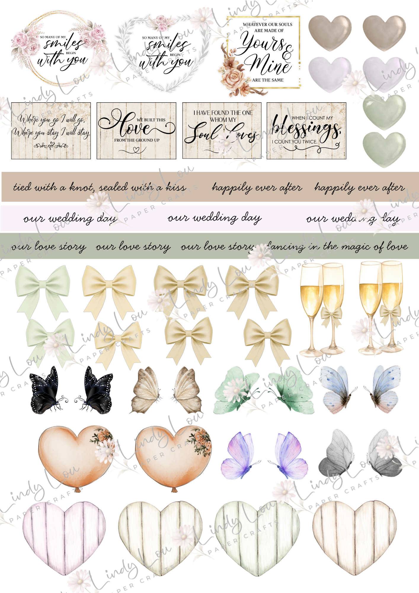 A4 Fussy Cut Sheets - Tied With A Kiss - Whispers of Forever
