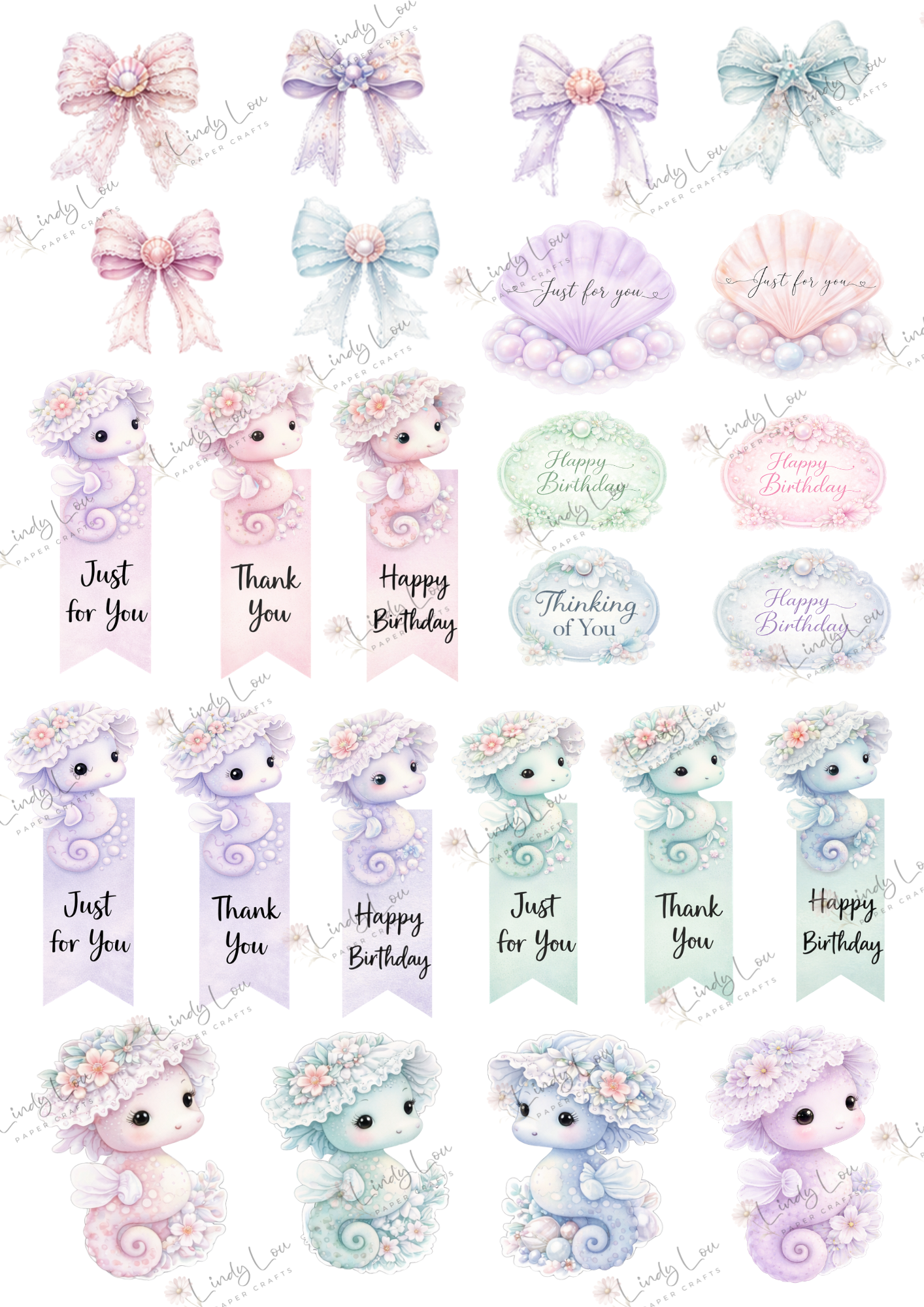 A4 Fussy Cut Sheets - Bonnet Bay Parade - Pearl Wishes