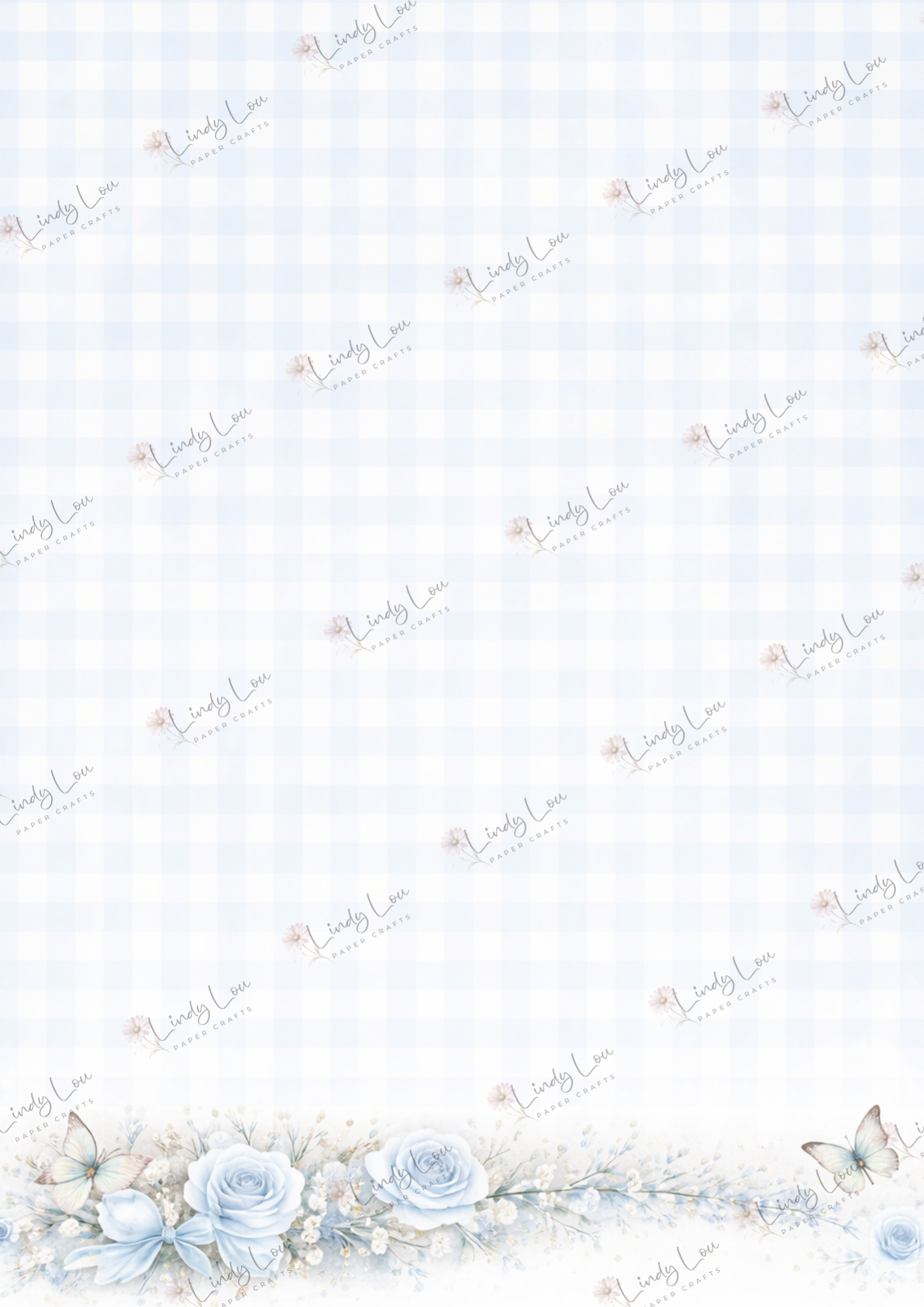 A4 Single Sheet - Whispers in Blue - Whispered Gingham