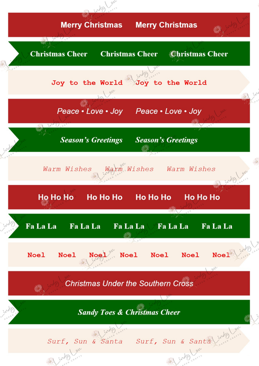 A4 Fussy Cut Sheets  - Aussie Christmas - Words & Wishes
