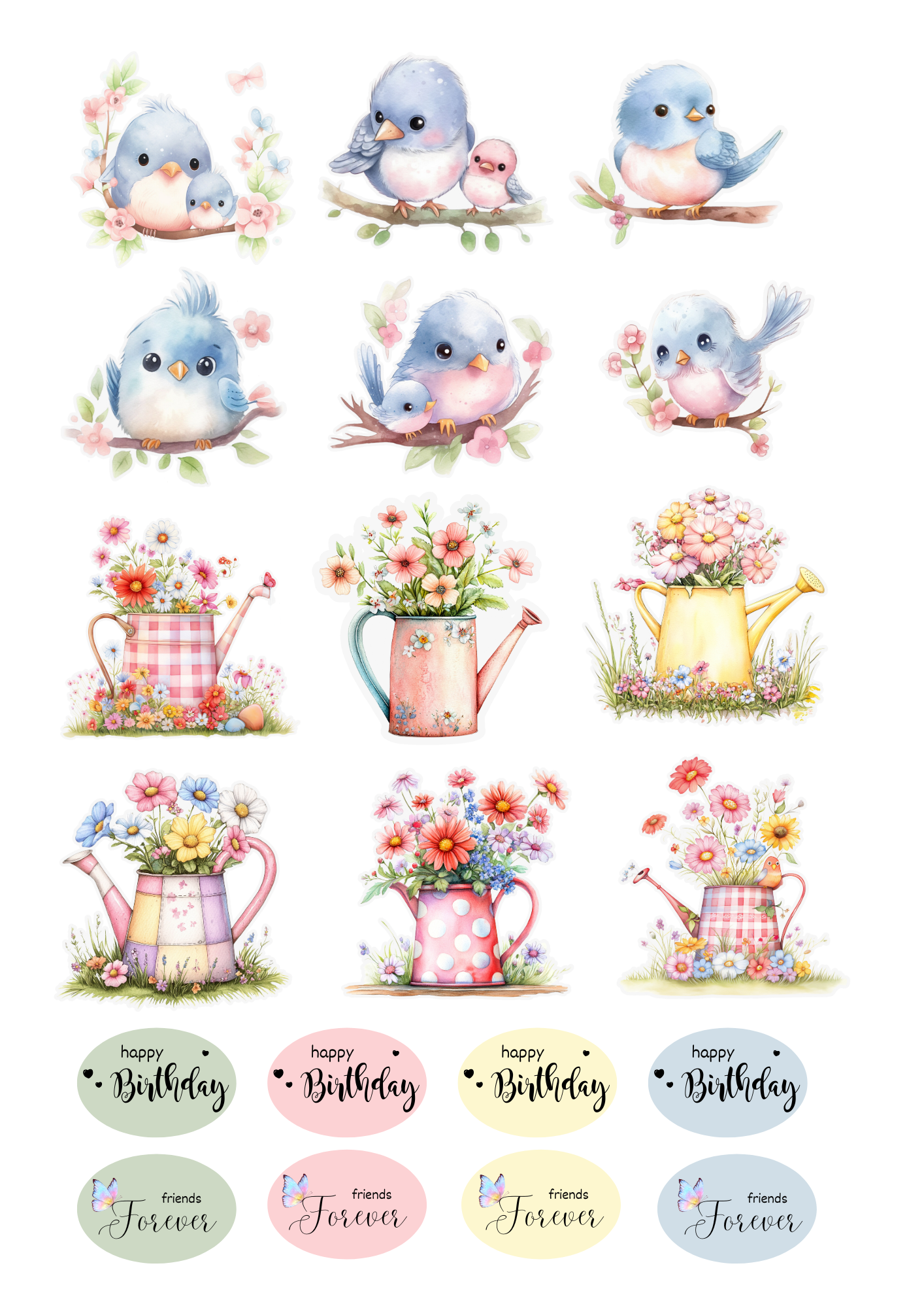 A6 Card Kit - Blossom & Bluebirds
