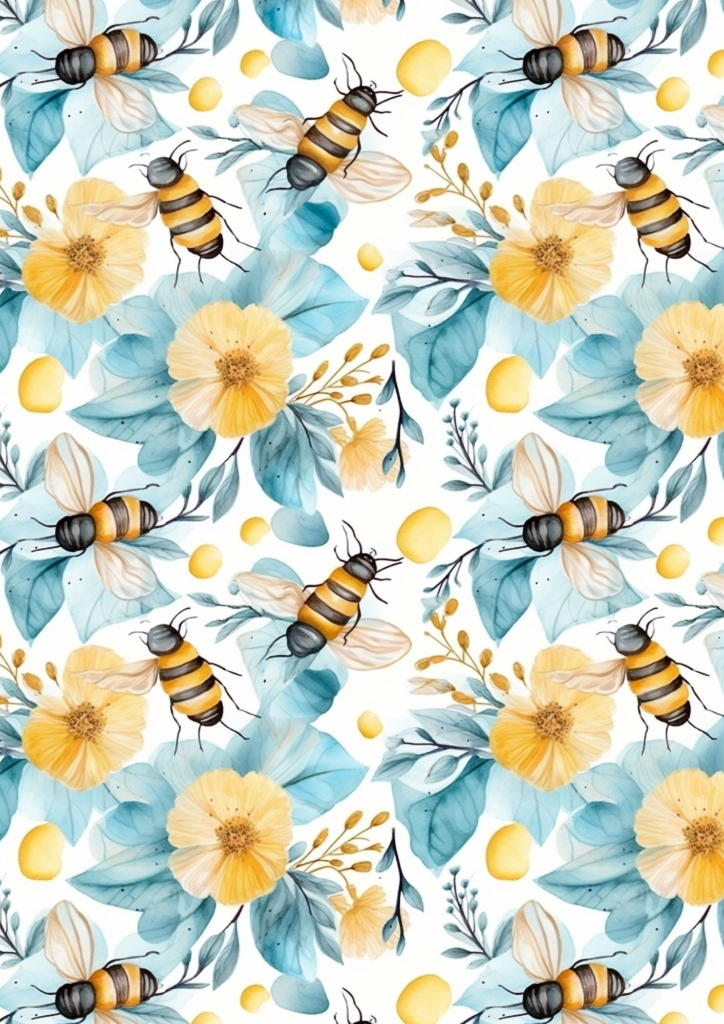 A4 Single Sheet - Little Bee - Buzzing Blooms