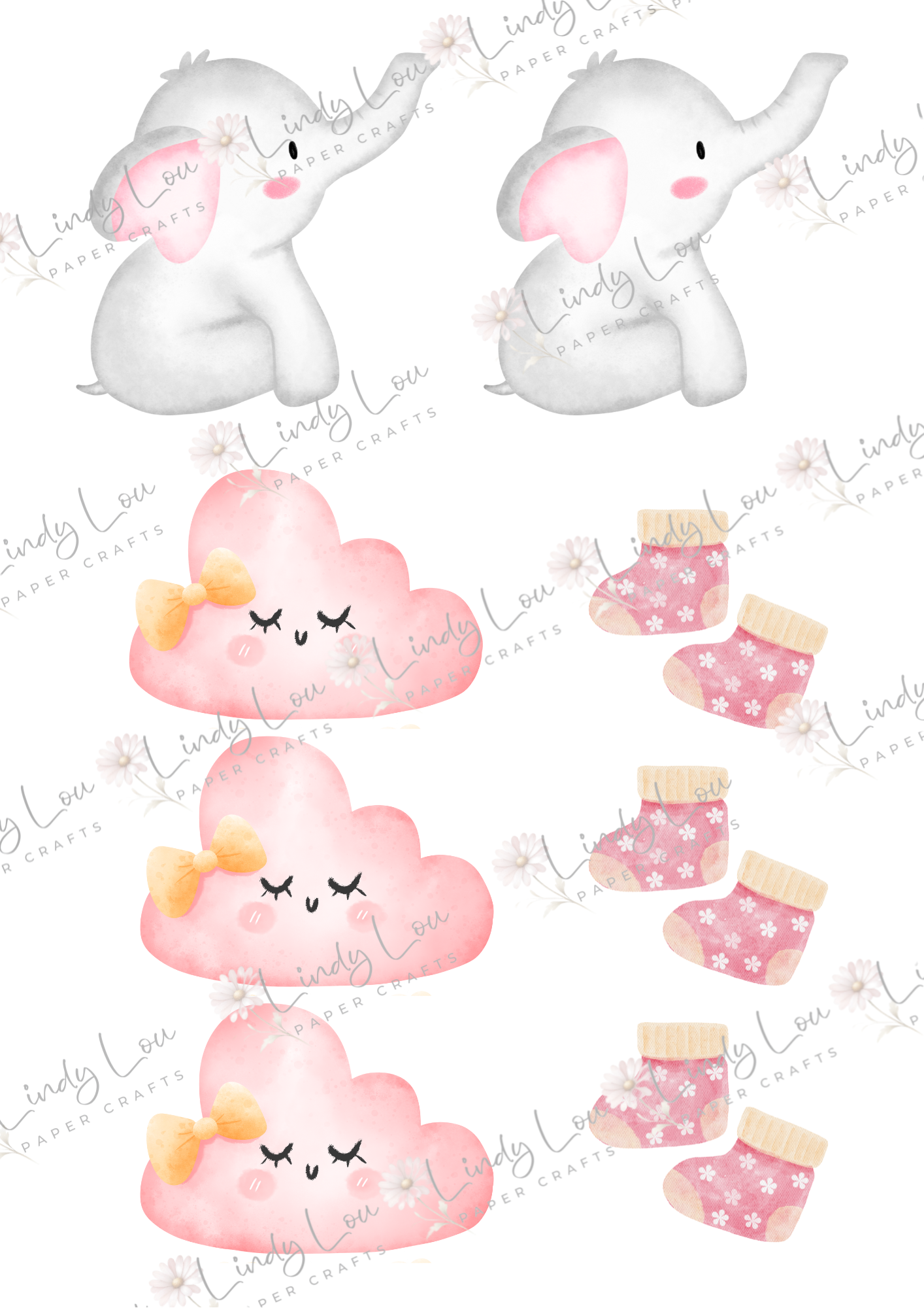 A4 Fussy Cut Sheets - Sweer Baby Girl - Sweet Snuggles