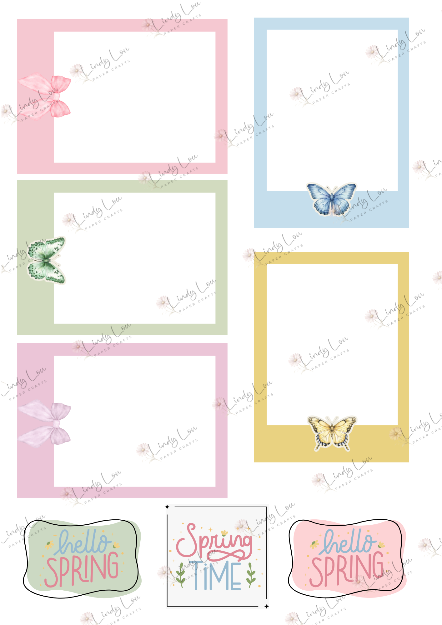 A4 Fussy Cut Sheets - Blossom & Bluebirds - Spring Flutters & Frames