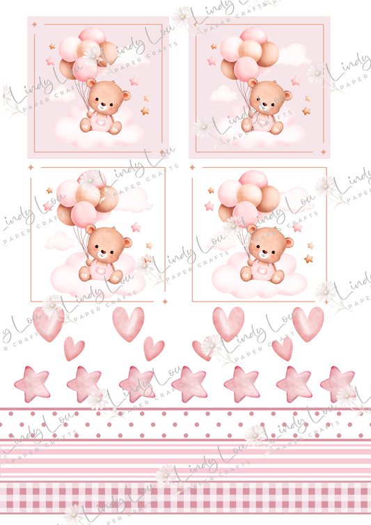 A4 Fussy Cut Sheets - Sweet Baby Girl - Beary Cute