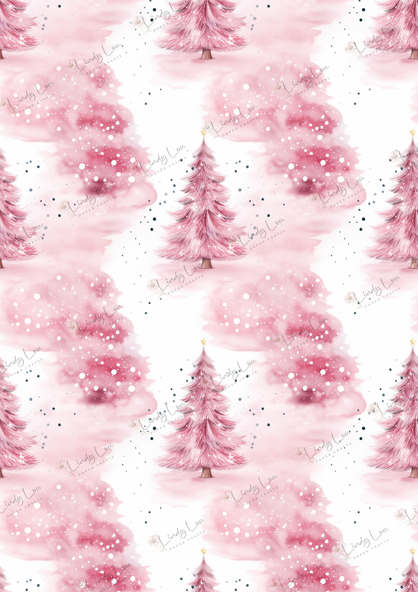 A4 Single Sheet - Pink Christmas - Oh Christmas Tree