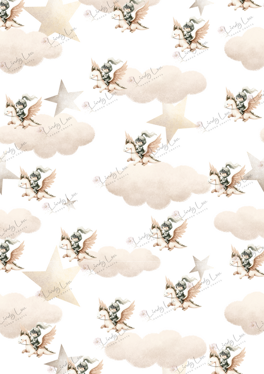 A4 Single Sheet - Knights & Dragons - Knights Among The Stars