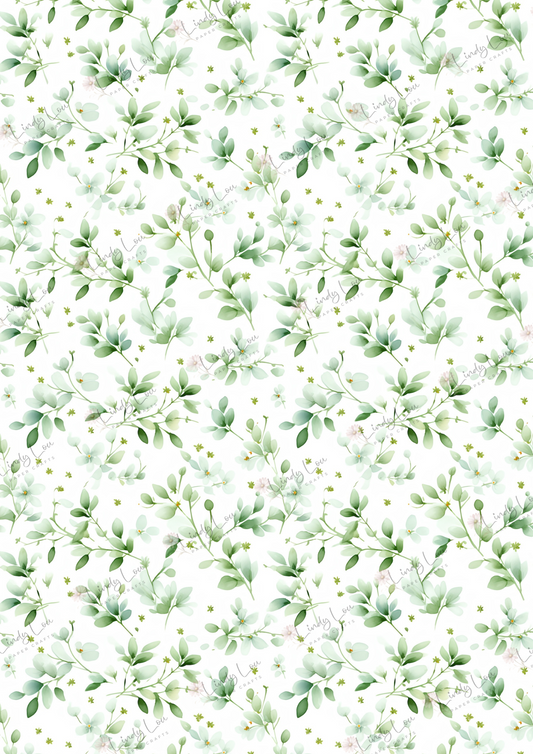 A4 Single Sheet - Ballerina Blossoms - Graceful Greens