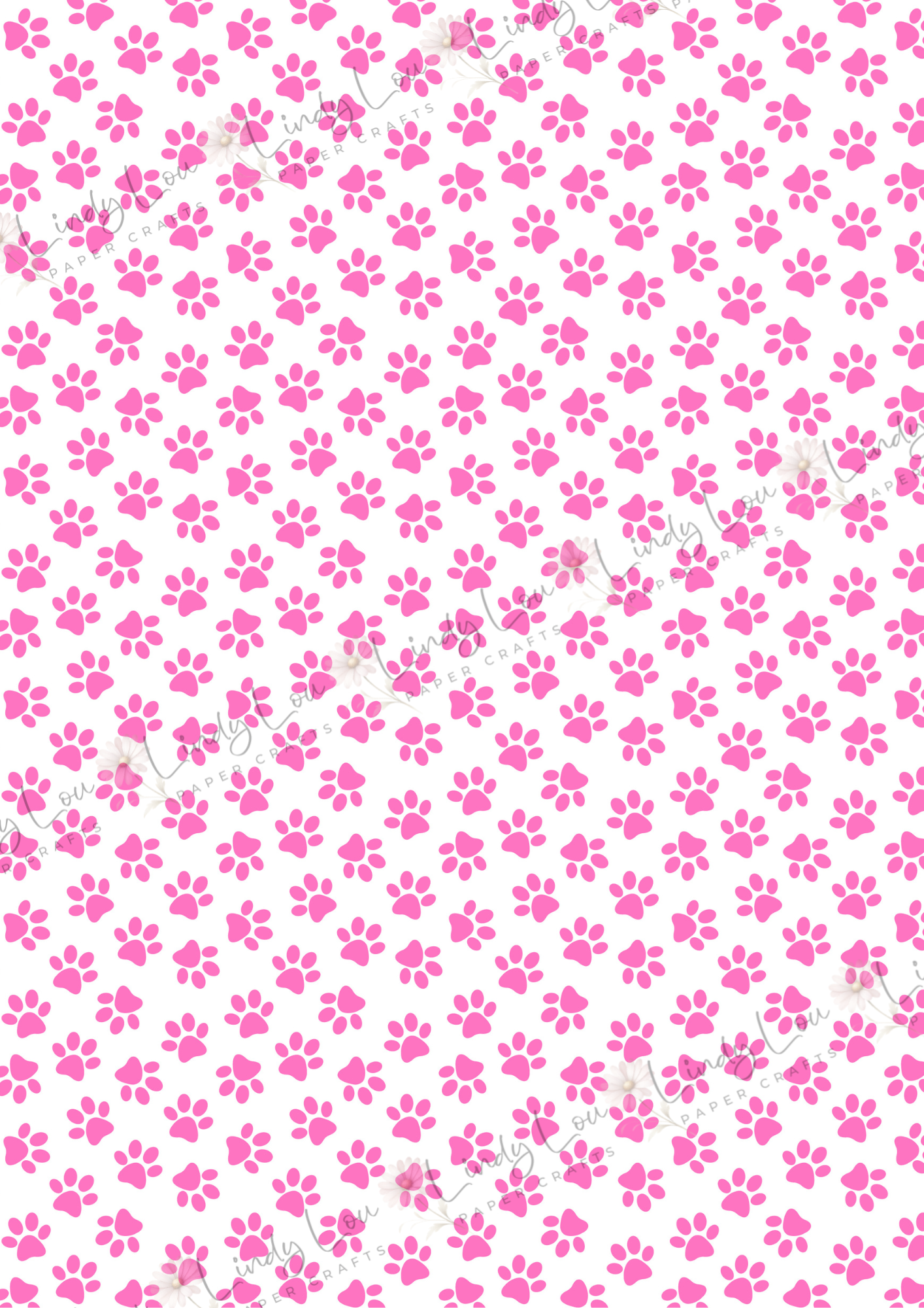 A4 Single Sheet - Barking Adorable - Pink Paw
