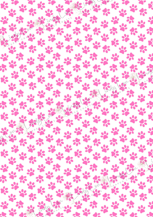 A4 Single Sheet - Barking Adorable - Pink Paw