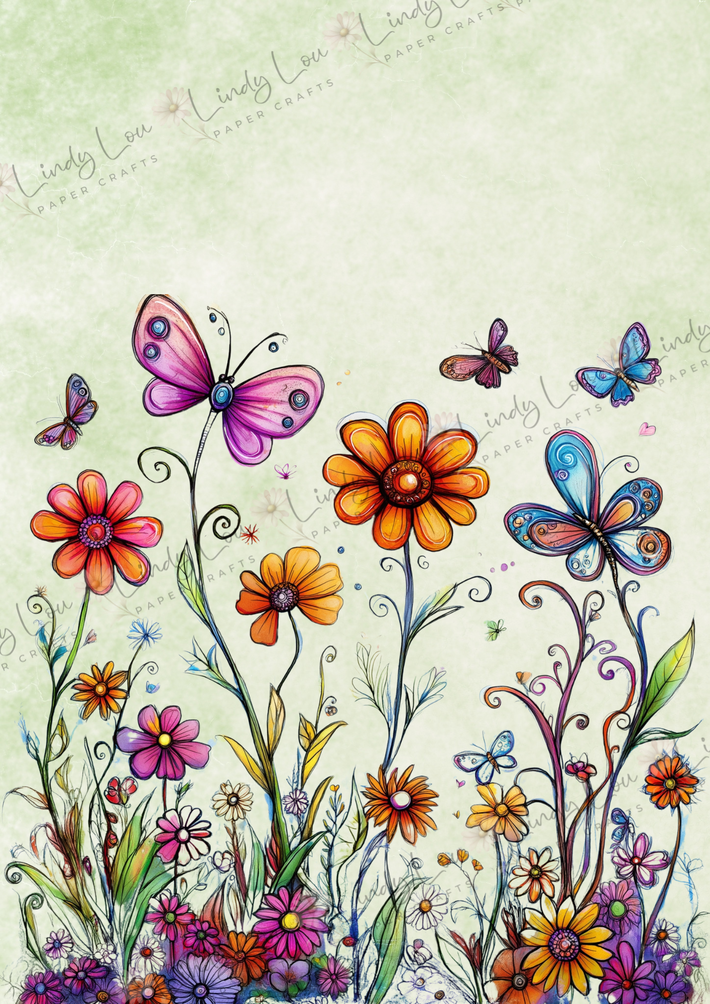 A4 Single Sheet - Butterfly Kisses & Quirky Wishes - Flutterbloom Garden