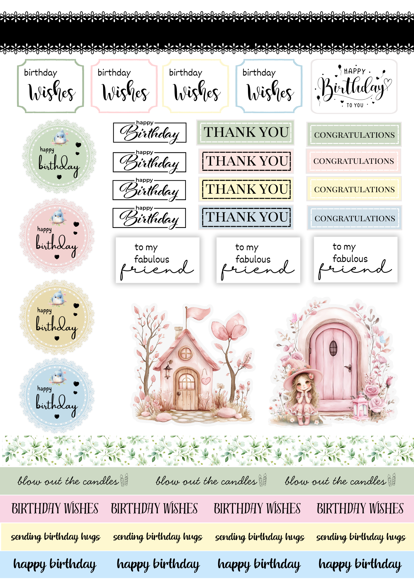 A6 Card Kit - Blossom & Bluebirds