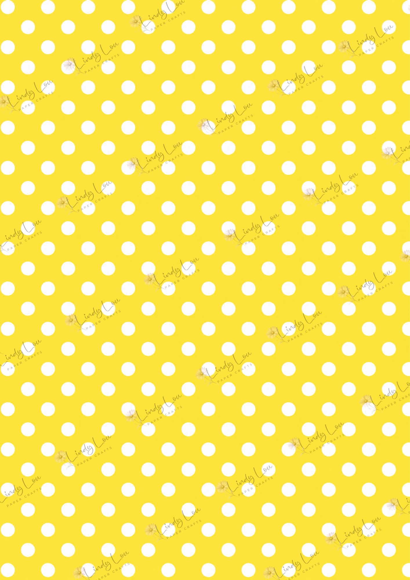 A4 Single Sheet - Devine Divas - Polka Dot Yellow