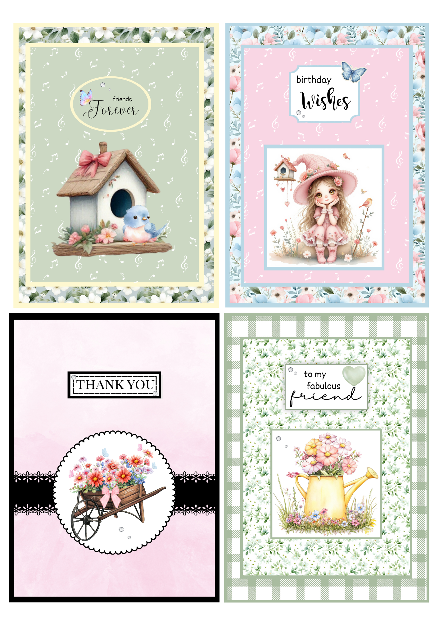 A6 Card Kit - Blossom & Bluebirds