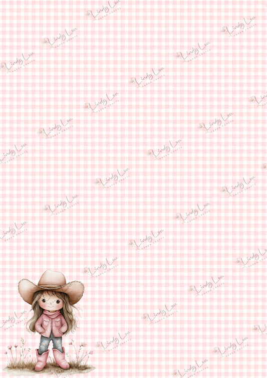 A4 Single Sheet - Cute Little Cowgirl - Sweet Cowgirl
