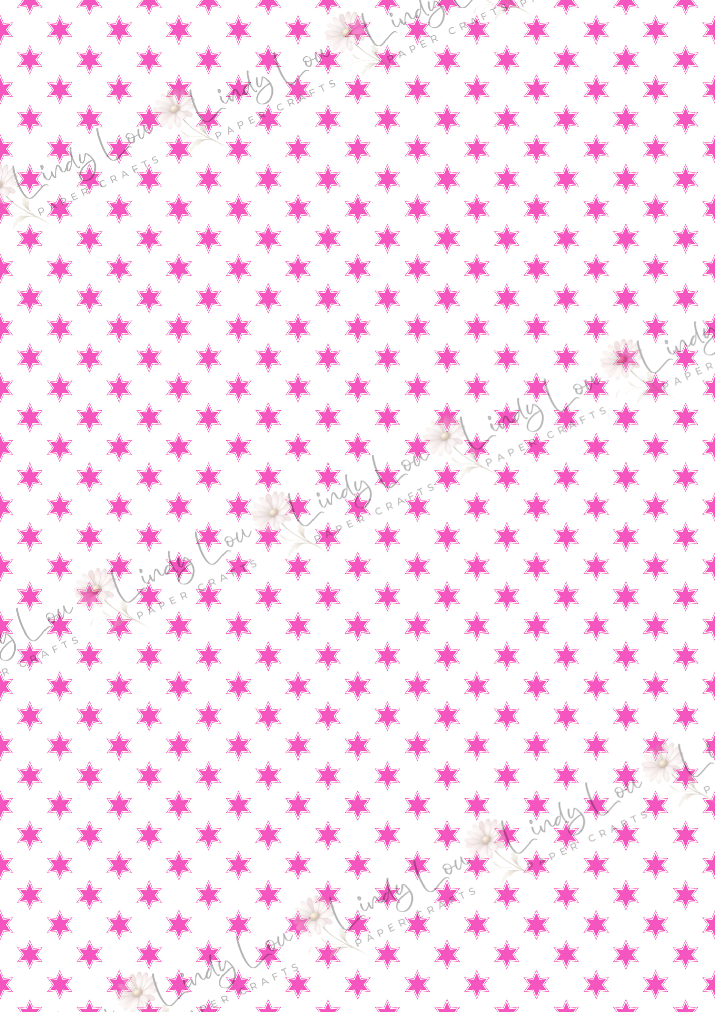 A4 Single Sheet - Pawsitively Adorable - Pink Stars