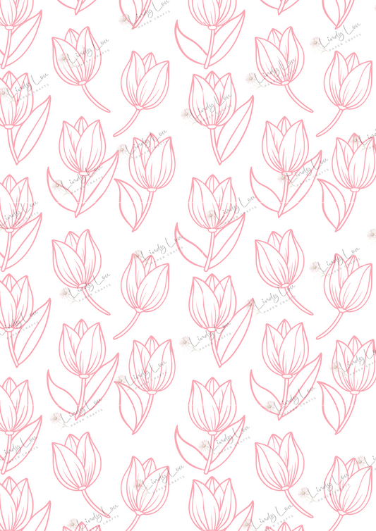 A4 Single Sheet - Tiptoe Through The Tulips - Tulip Dance Pink