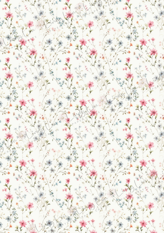 A4 Single Sheet - Cute Little Cowgirl - Sweet Floral