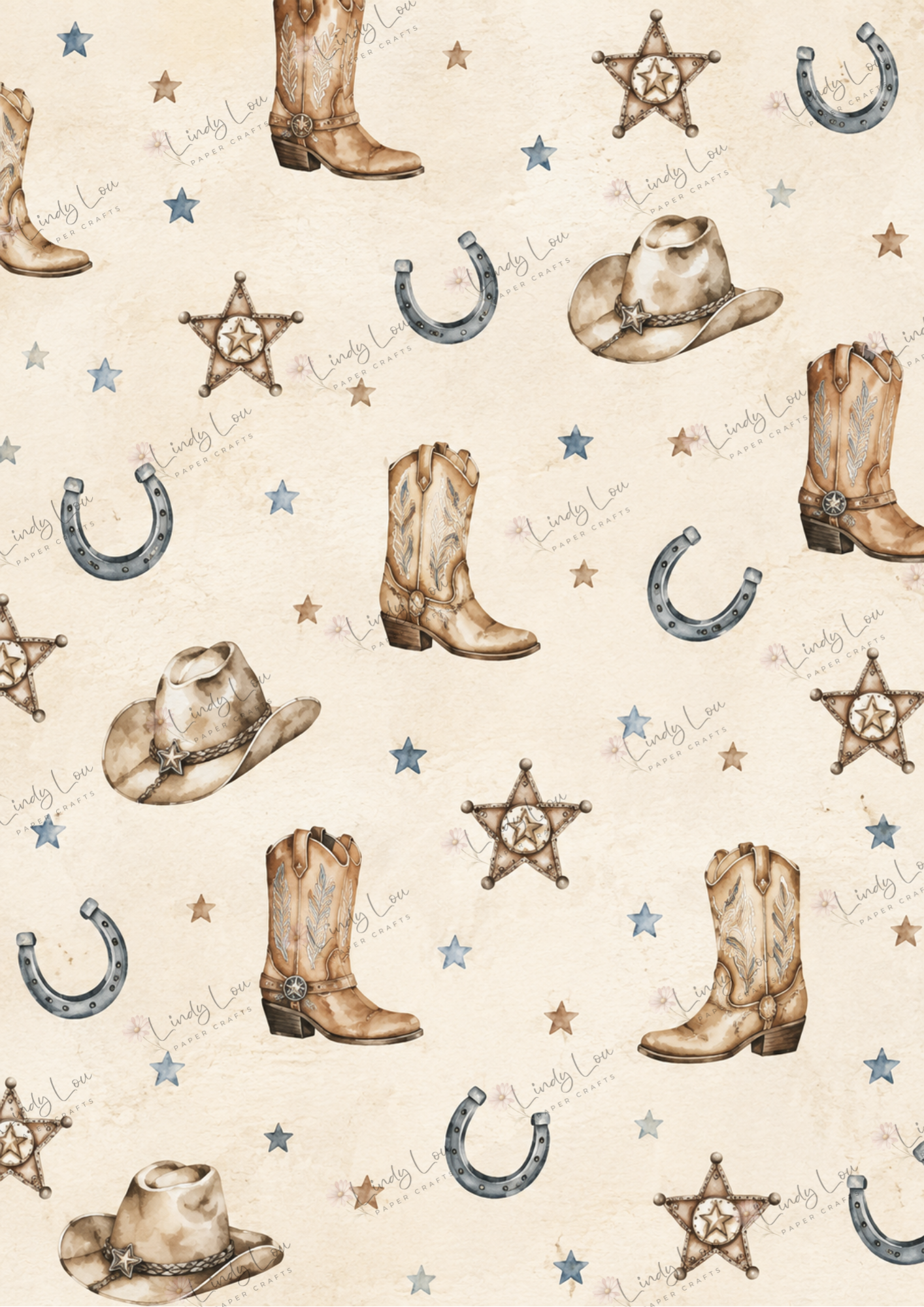 A4 Single Sheet - Giddy up Cowboy - Starry Boots