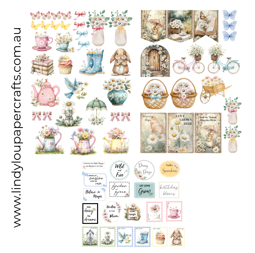 Ephemera: Fussy Cuts - A4 Collection - Daisy Whispers