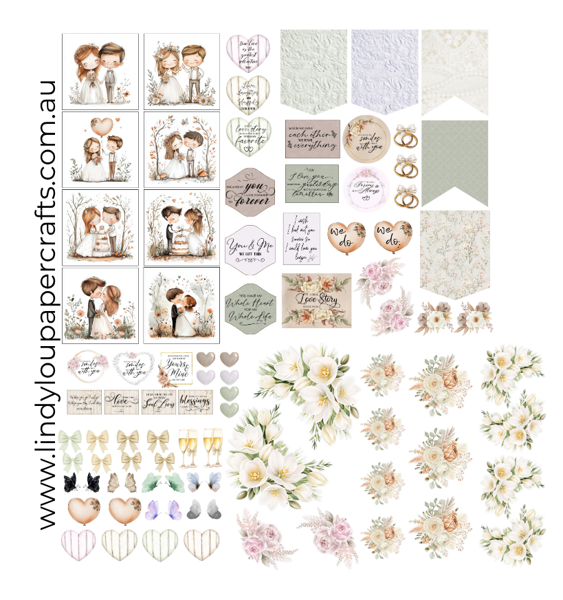 Ephemera: Fussy Cuts - A4 Collection - Tied With A Kiss