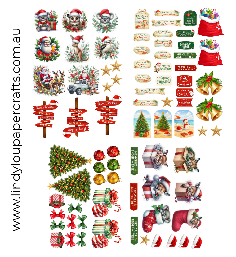 Ephemera: Fussy Cuts - A6 Card Kit - Aussie Christmas