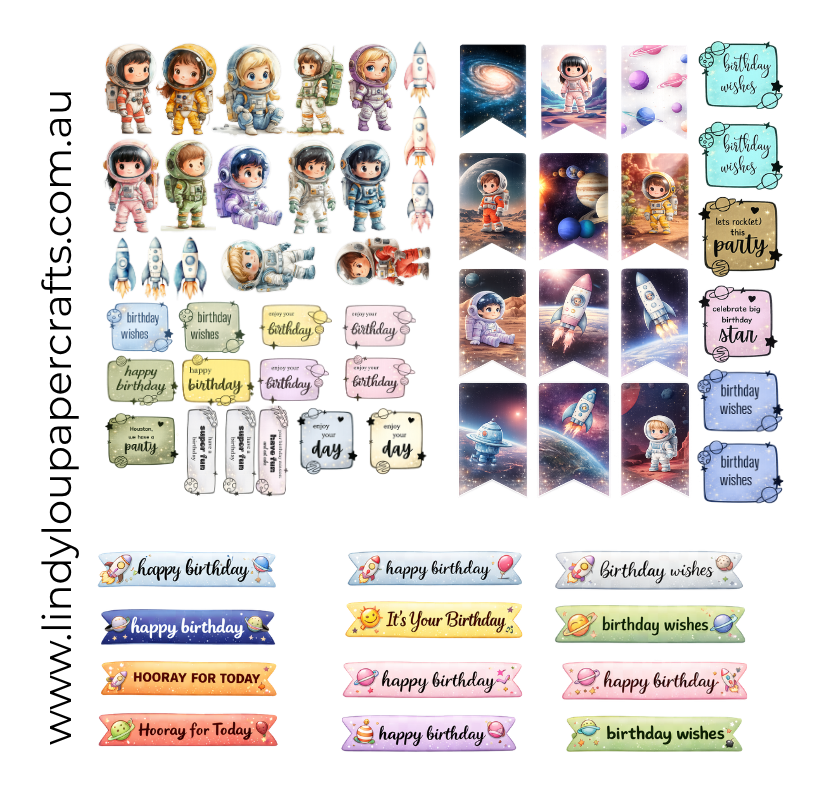 Ephemera: Fussy Cuts - A6 Card Kit - Cosmic Cuties