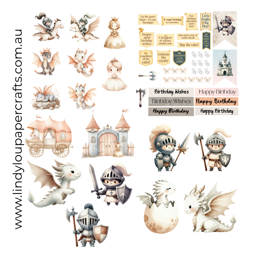 Ephemera: Fussy Cuts - A6 Card Kit- Knights & Dragons