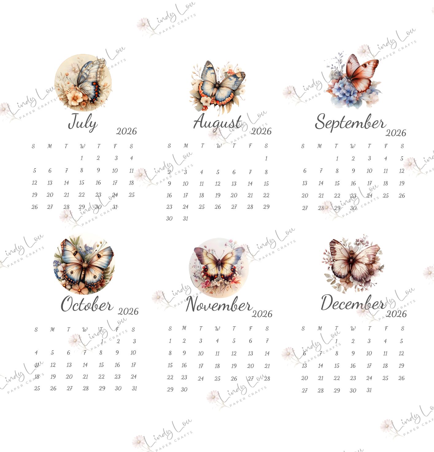Calendars 2026 - Butterflies