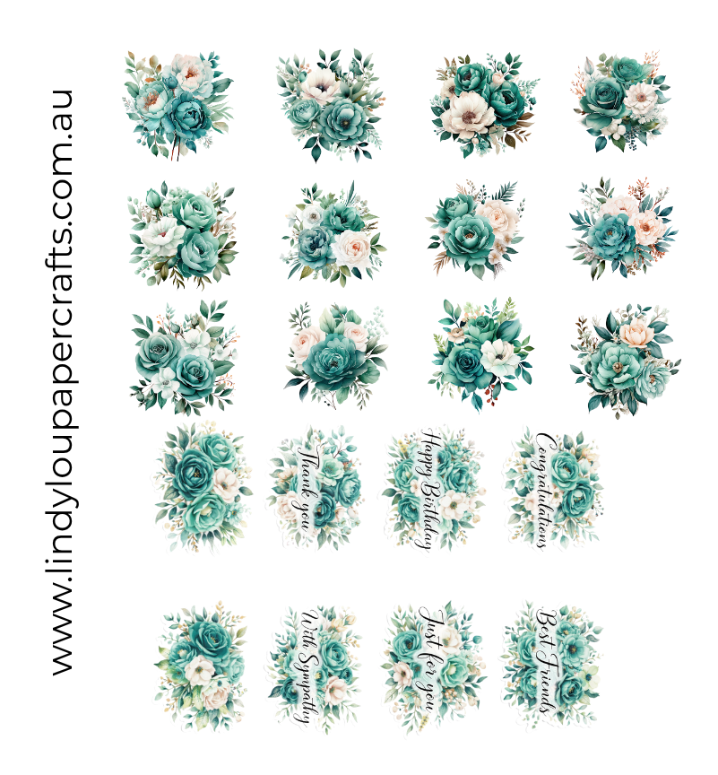 Ephemera: Florals - Teal