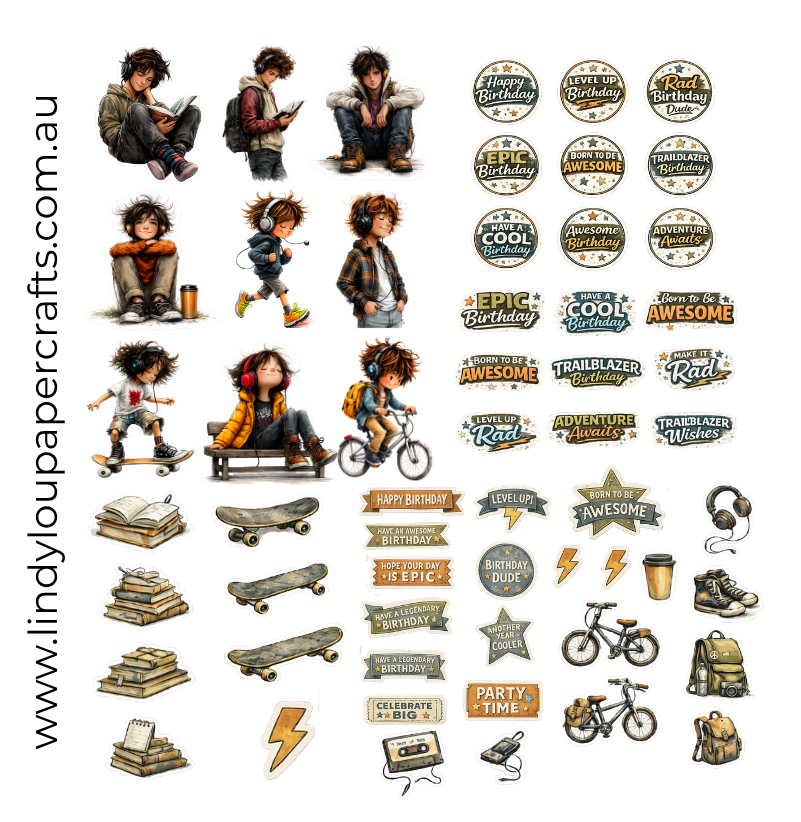 Ephemera: Fussy Cuts - A6 Card Kit - Teen Trailblazer