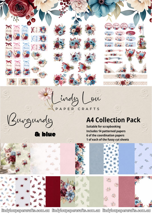 A4 Paper Collection - Burgundy & Blue