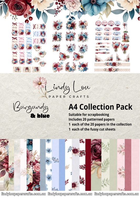 A4 Paper Collection - Burgundy & Blue