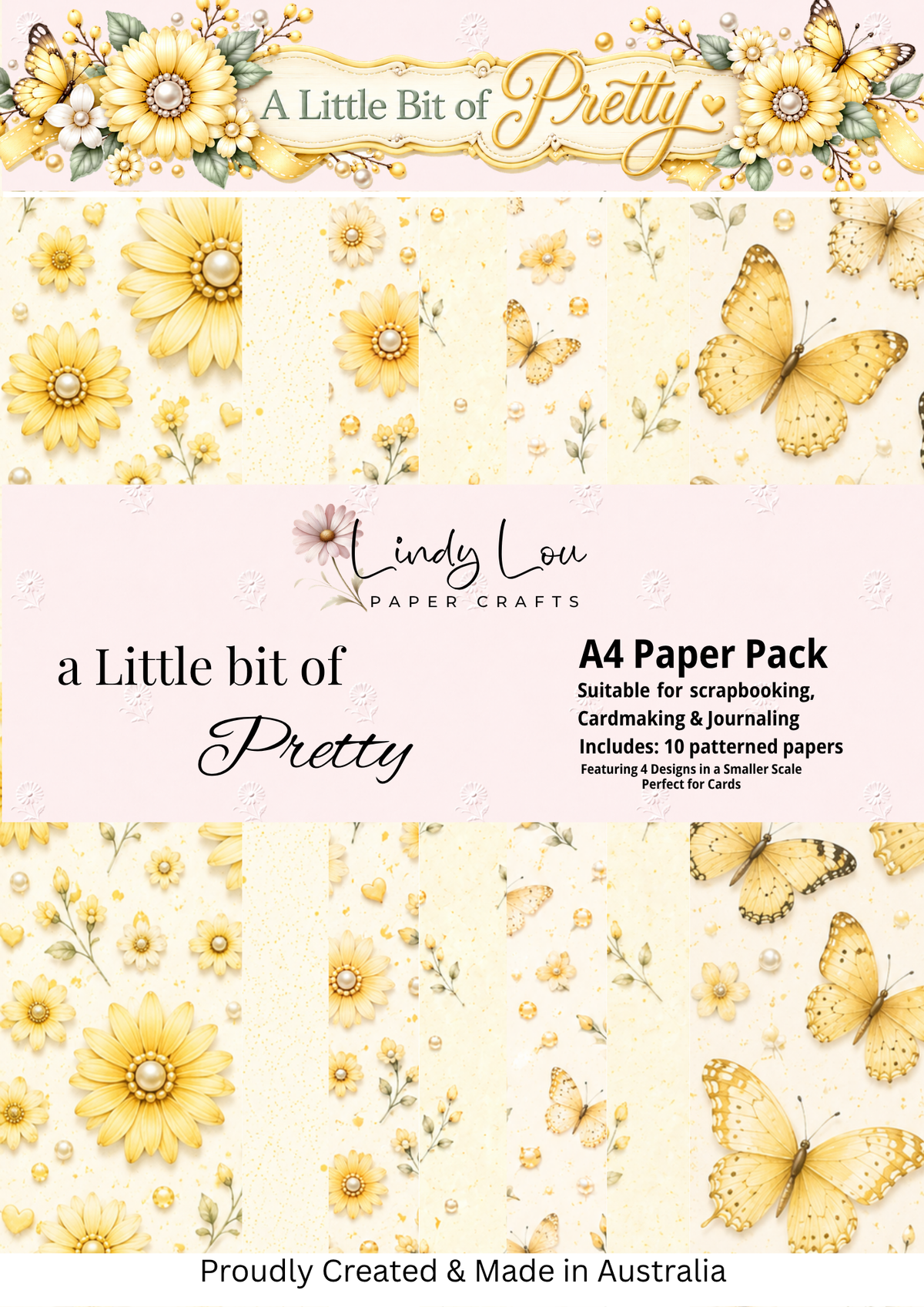 A4 Paper Pack - a Little bit of Pretty - Yellow