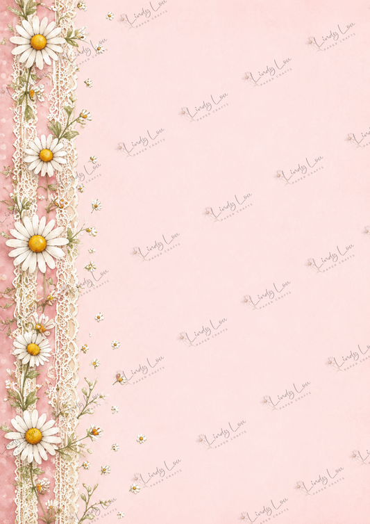 A4 Single Sheet - Daisy Girls - Daisy Lace Pink