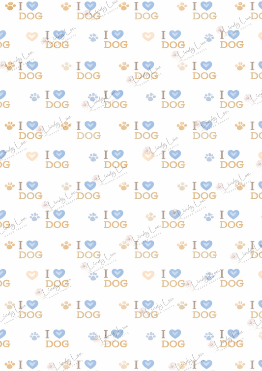A4 Single Sheet - Pawsitively Adorable - Love my Puppy (Blue)