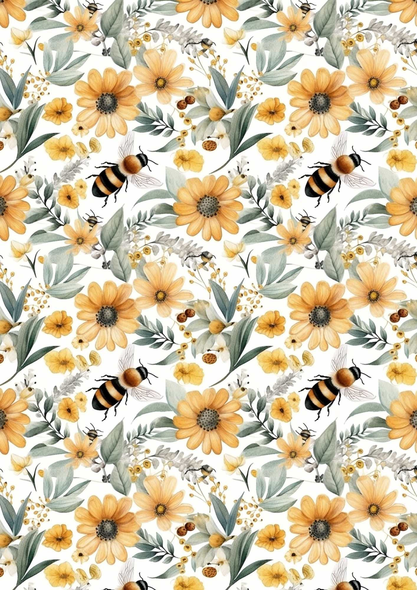 A4 Single Sheet - Little Bee - Meadow Buzz