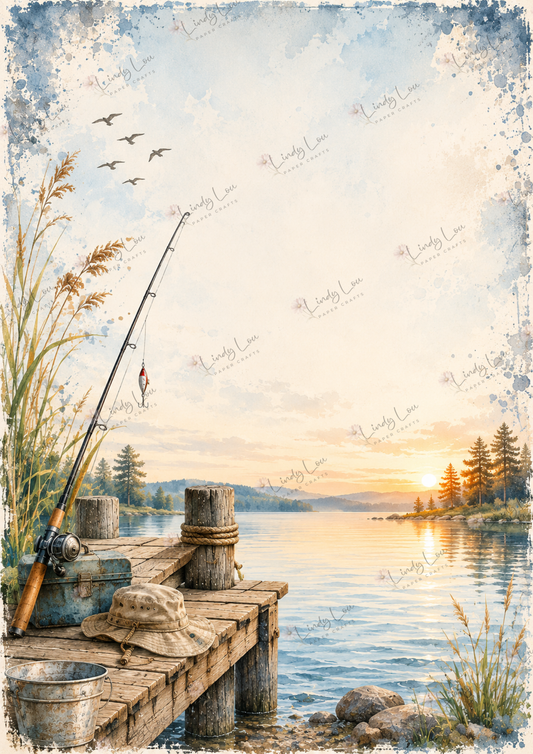 A4 Single Sheet - Gone Fishing - Sunrise Serenity