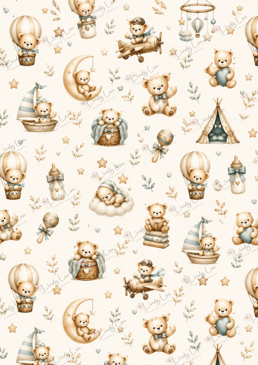 A4 Single Sheet - Boho Baby - Sweet Teddy