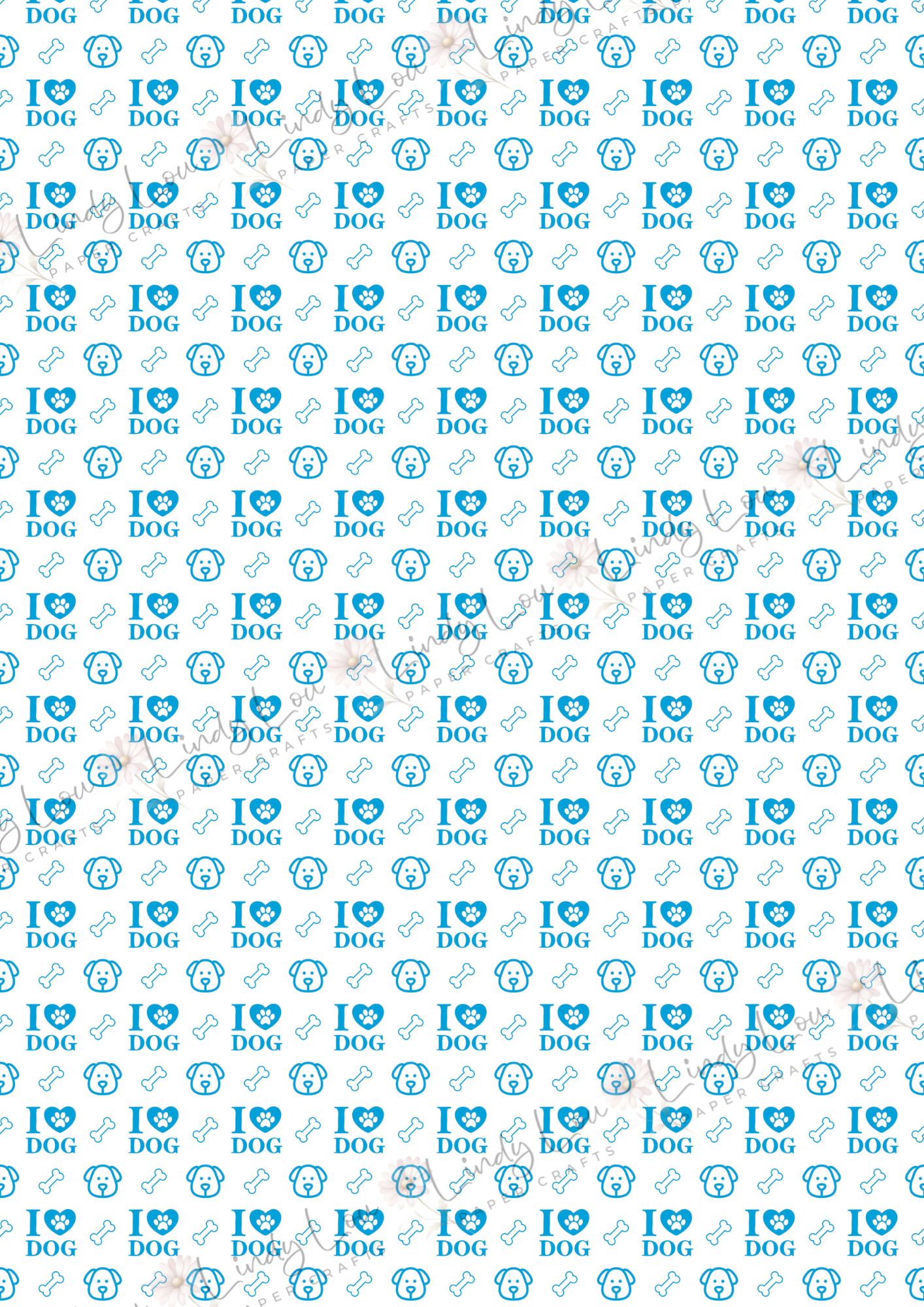 A4 Single Sheet - Pawsitively Adorable - Love my Puppy Blue