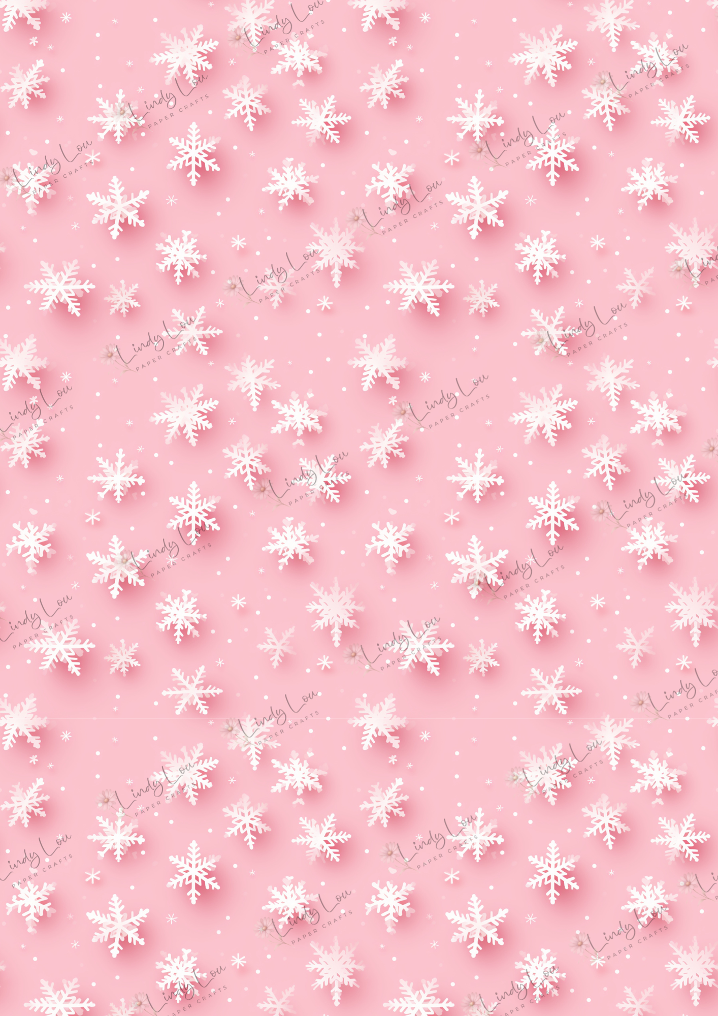 A4 Single Sheet - Pink Christmas - Snowflake Kisses