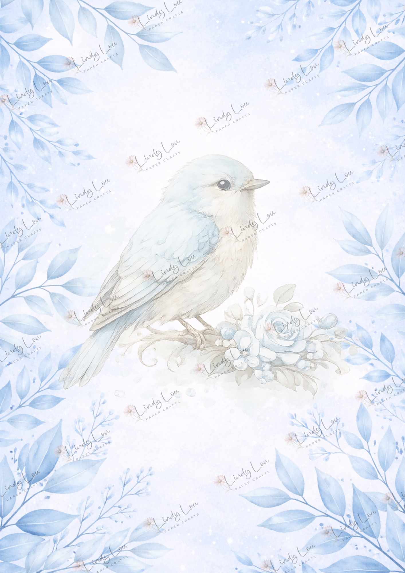 A4 Single Sheet - Whispers in Blue -  Bluebird Whispers