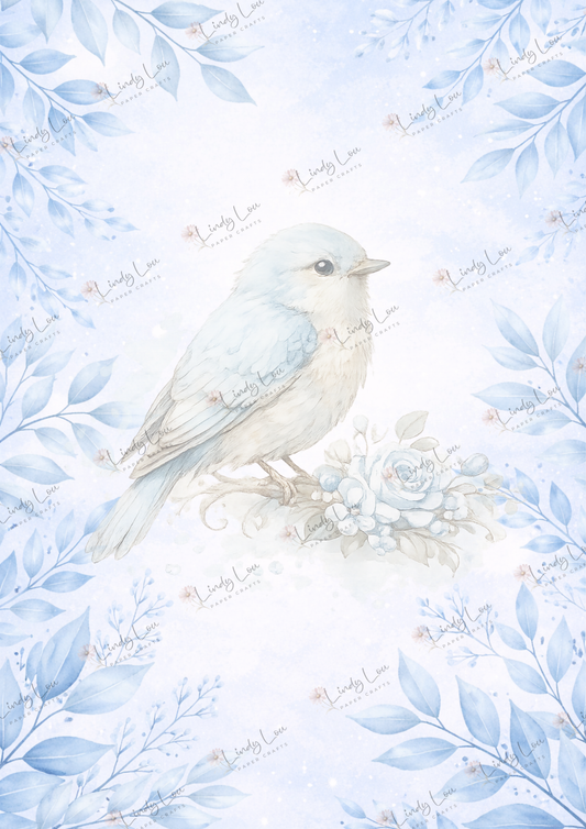 A4 Single Sheet - Whispers in Blue -  Bluebird Whispers