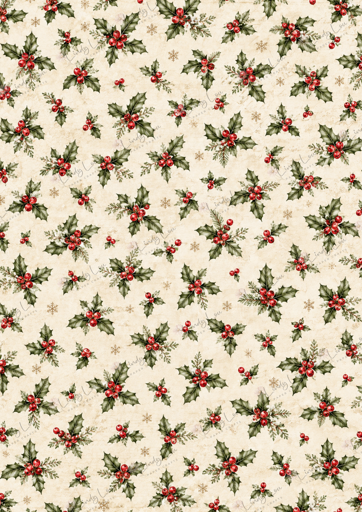A4 Single Sheet - Christmas Past - Holly Berry