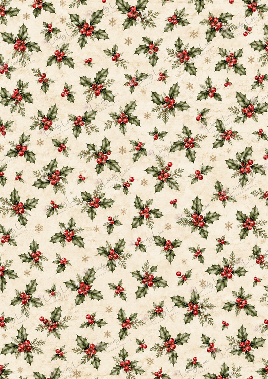 A4 Single Sheet - Christmas Past - Holly Berry